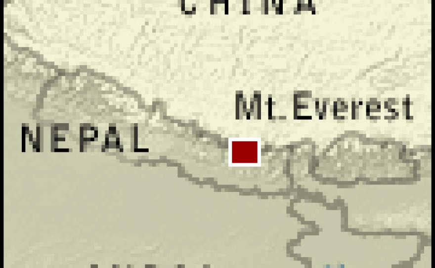 Everest lies on the border between Nepal and China's Tibetan Plateau. (To see a larger map, go to the Photo Gallery.)