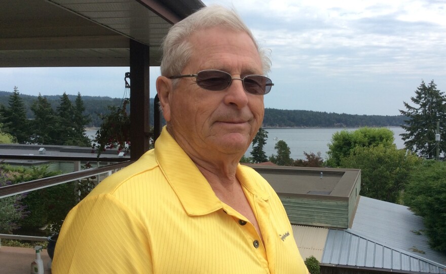 George Creek monitors boat traffic from his home overlooking the Trincomali Channel in British Columbia.
