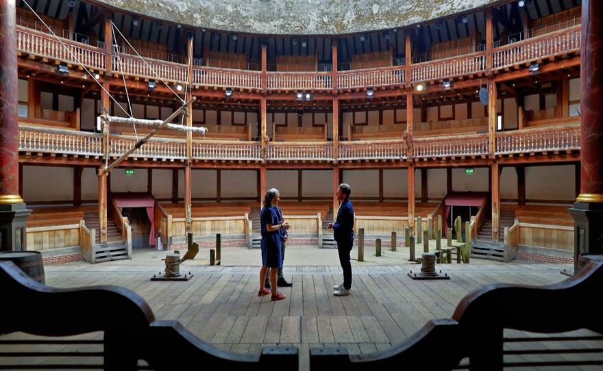 The interior of The Globe Theatre.