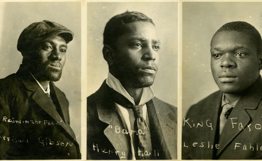 Harrison Gibson, Henry Hall and Leslie Fahley were sentenced to hang in a public execution in White Sulphur Springs, Mont., in 1917. The wallet-sized photos of the men were included in an invitation to the hanging received by Carol Zachary's grandfather.