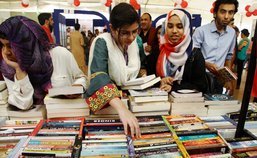 Attendees peruse the books available at last weekend's Karachi Literary Festival.