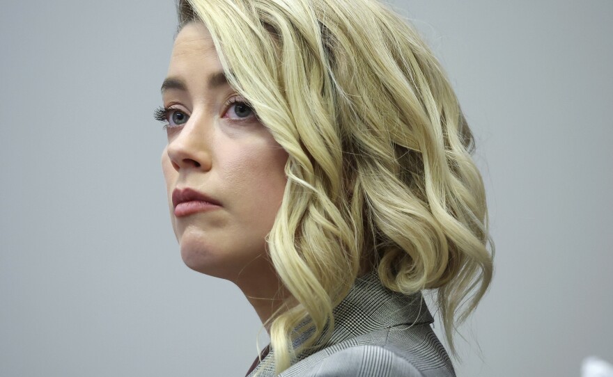 Actor Amber Heard appears in the courtroom at Fairfax County Circuit Court in Fairfax, Va. on Thursday.