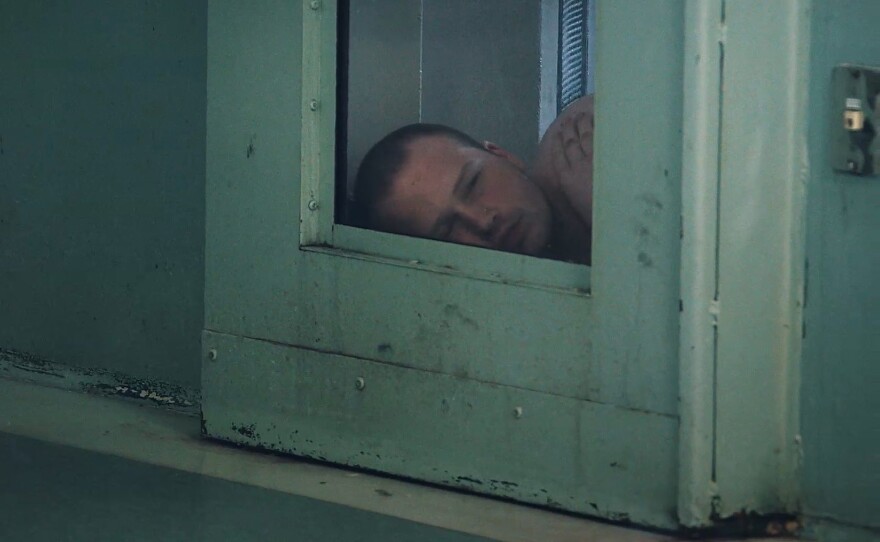 A Maine State Prison inmate inside his cell in the prison’s Mental Health unit.