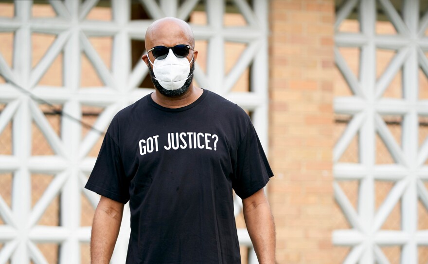Frederick Haynes, senior pastor of Friendship-West Baptist Church in south Dallas, poses for a portrait during Project Unity's "Together We Test" coronavirus testing at a Friendship-West campus in South Dallas, Texas, on May 28, 2020.