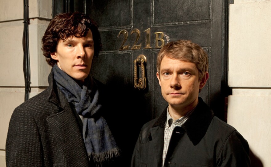 Benedict Cumberbatch as Sherlock Holmes and Martin Freeman as Dr. Watson in MASTERPIECE MYSTERY! SHERLOCK.