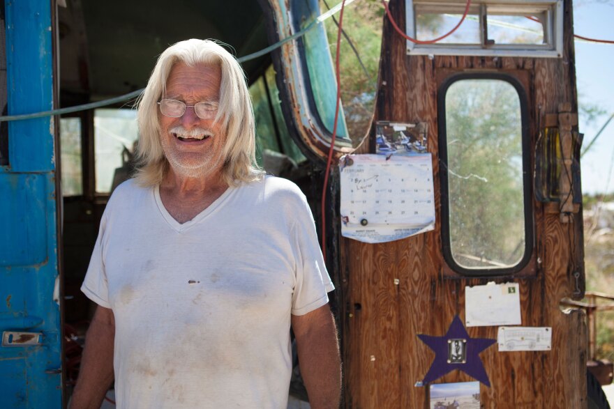 A portrait of William Ammon, who goes by "Builder Bill," March 28, 2015. He is helping lead the effort to purchase Slab City land from the state of California. 