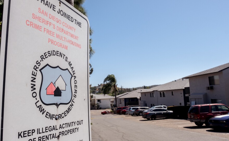 The Woodglen Apartments in Lakeside where a 16-year-old Black girl was stabbed allegedly by a white teenage boy in an apparent hate crime, participates in the San Diego County Sheriff's Department Crime Free Multi-Housing Program, Lakeside, April 22, 2022.