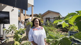 Bertha Ruiz, a San Ysidro resident, at the opening of La Semilla Community Resiliency Center, a hub for residents during climate-related emergencies, on Sept. 3, 2026. The longtime resident helped the nonprofit Casa Familiar plan the center.