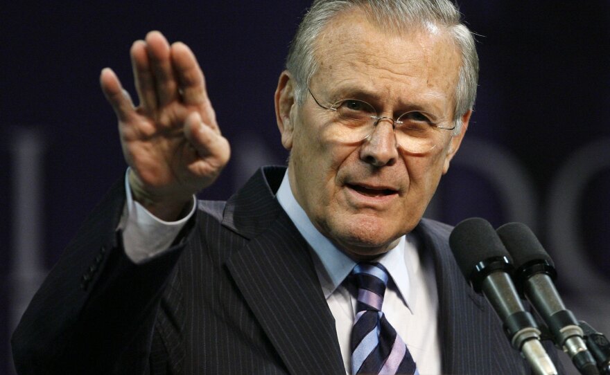 Donald Rumsfeld at Kansas State University in Manhattan, Kansas, November 2006.