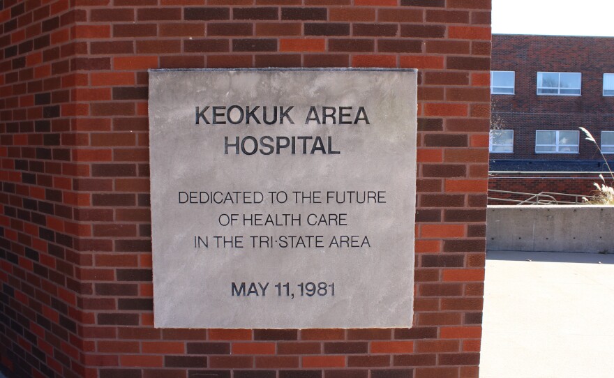 An engraved sign installed on the hospital's newest addition in Keokuk, Iowa, expressed the hopes organizers had for the facility, which is now closed.