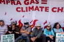 Protesters from San Diego 350 blocked two of the entrances to SEMPRA Energy's offices in downtown San Diego Wednesday June 6, 2022.