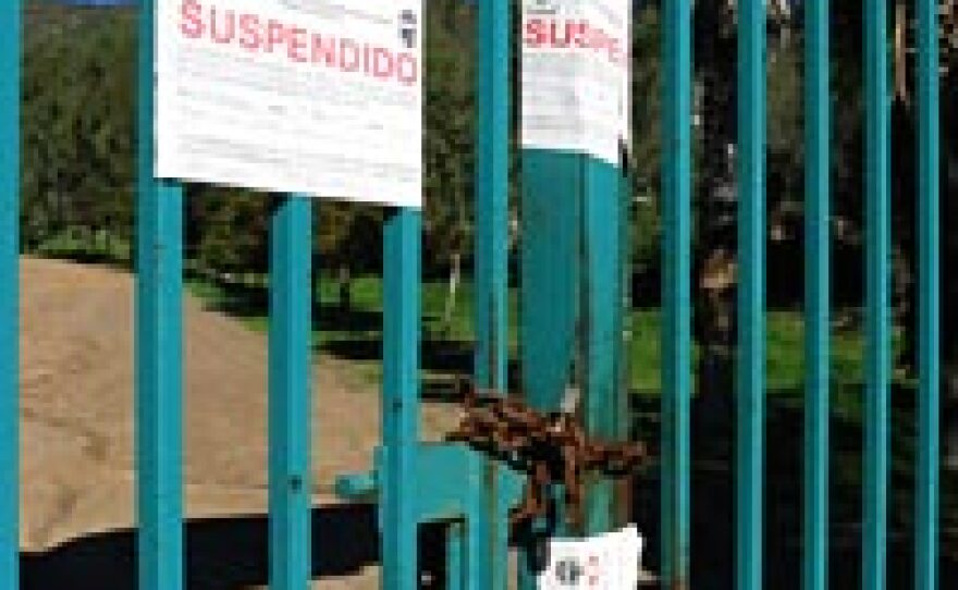 The entrance to the Casa by the Sea drug rehabilitation facility near the Baja California city of Ensenada, which once housed up to 500 teens, is now chained up and sealed by Mexican authorities.
