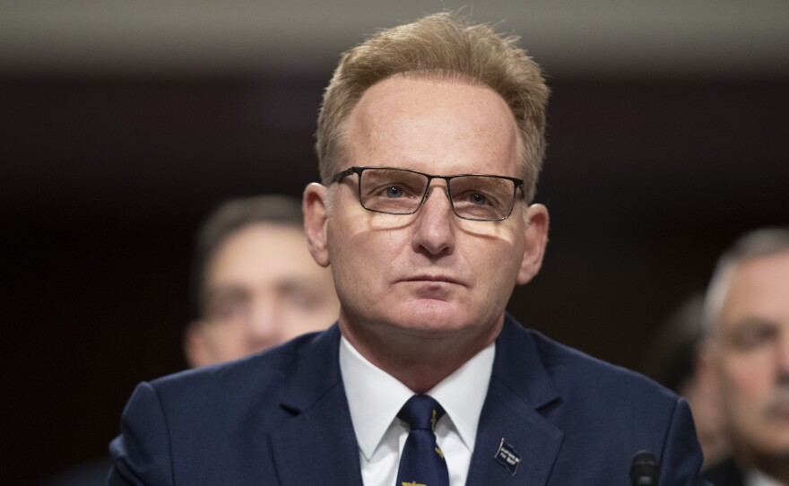 Acting Navy Secretary Thomas Modly testifies during a hearing of the Senate Armed Services Committee in December. On Thursday, Modly relieved Captain Brett Crozier of command of the USS Theodore Roosevelt.
