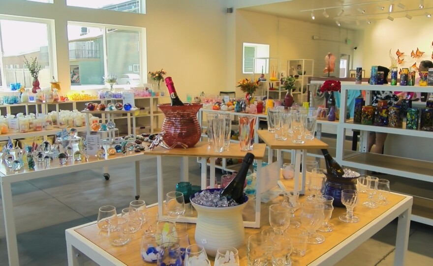 Glass art for sale at Barrio Glassworks, a glass blowing studio, located in Carlsbad. May 24, 2021. 