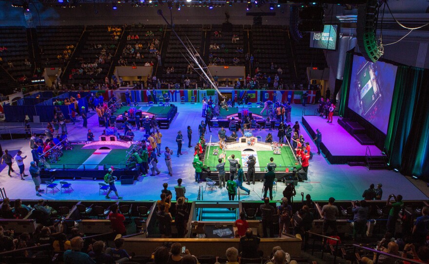 For a few days, DAR Constitution Hall in Washington, D.C., was transformed into a competitive robotics arena, where teenagers from 157 countries gathered for the First Global Challenge.