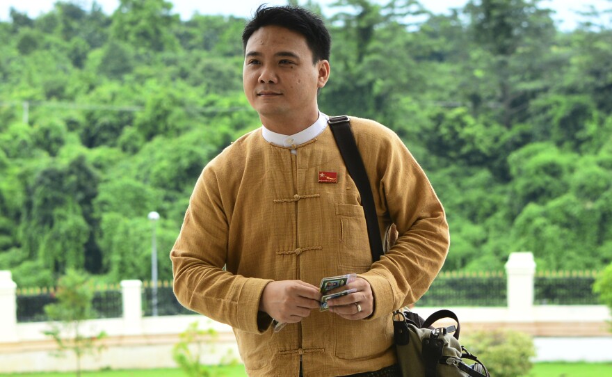 Among those executed was Phyo Zeya Thaw, a 41-year-old former lawmaker from ousted leader Aung San Suu Kyi's party, who was convicted in January by a closed military court of offenses involving explosives, bombings and financing terrorism. In this Aug. 19, 2015, photo, Phyo Zeya Thaw arrives at the Myanmar parliament in Naypyitaw.