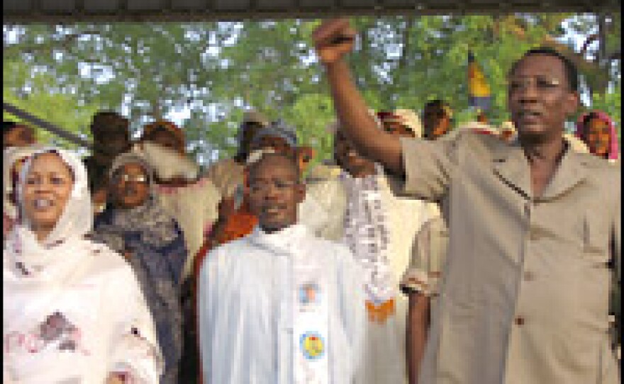 Chadian President Idriss Deby at a rally in the capital, Ndjamena, on April 22.