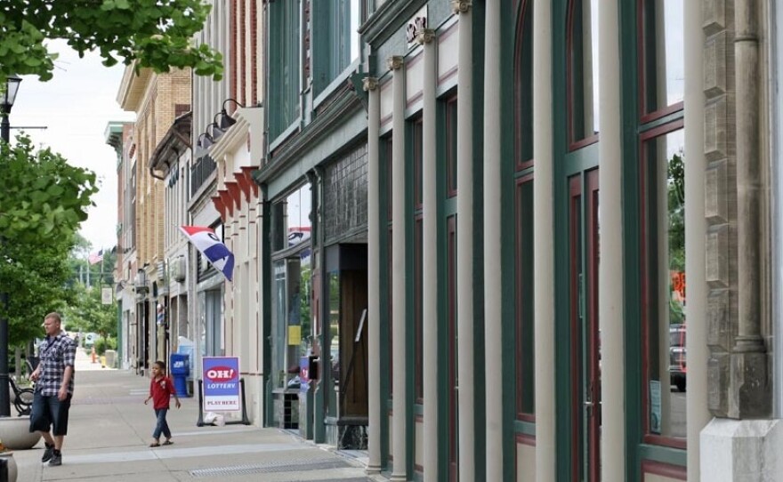 The center of Xenia is calm today. In 1974, the twister blew seven railroad cars off the railroad tracks downtown.