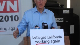 Dem. gubernatorial candidate Jerry Brown outlines his plan to create a half-million green jobs in California by 2020, at New Leaf Biofuel in Barrio Logan on August 26, 2010.