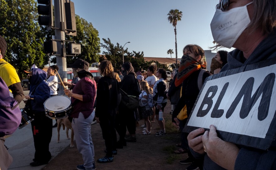 A rally and protest organized by the group East County BIPOC (@eastcountybipoc) in response to a stabbing of a black girl by a white teenage boy drew around 50 people to the corner of Ashwood and Mapleview in the east San Diego County community of Lakeside Saturday April 23, 2022.