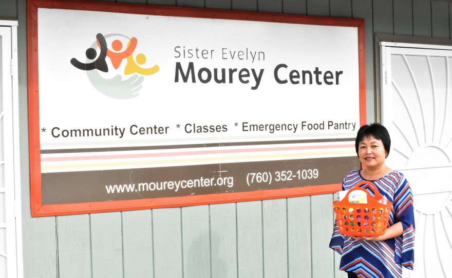 Susan Chasang is shown outside of the Sister Evelyn Mourey Center in 2018.