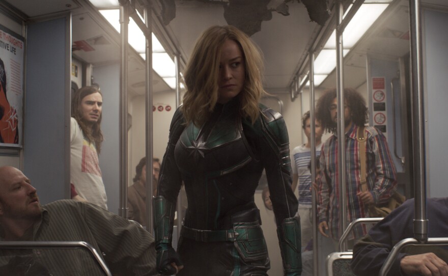 Brie Larson is "Captain Marvel" in the first female led superhero movie in the Marvel franchise.