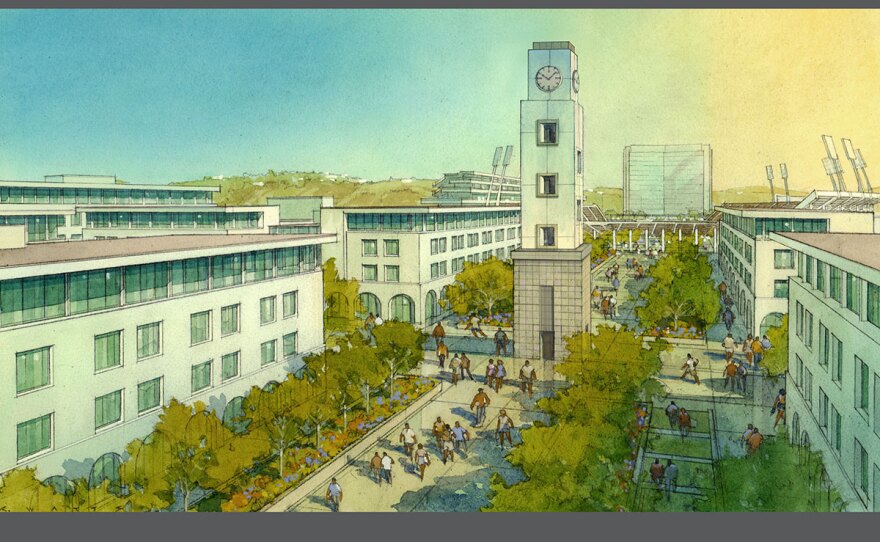 A rendering of the SDSU West plan to redevelop SDCCU Stadium is shown in this undated image.
