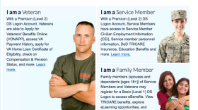 Screenshot of ebenefits.va.gov website