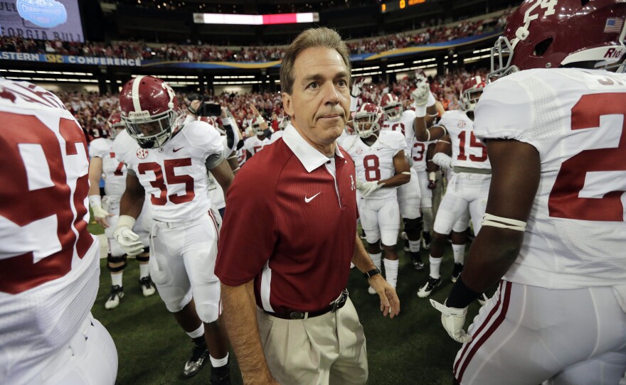 Alabama head coach Nick Saban has suspended indefinitely football players accused of being involved in stealing from other students on campus. Saban's team won the BCS Championship in January.