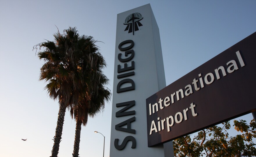 A sign that says "San Diego International Airport" is seen in this undated photo.