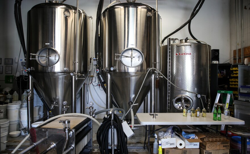 Charm City Meadworks ferments their mead in metal tanks known as conical fermenters — the same kind that brewers use.