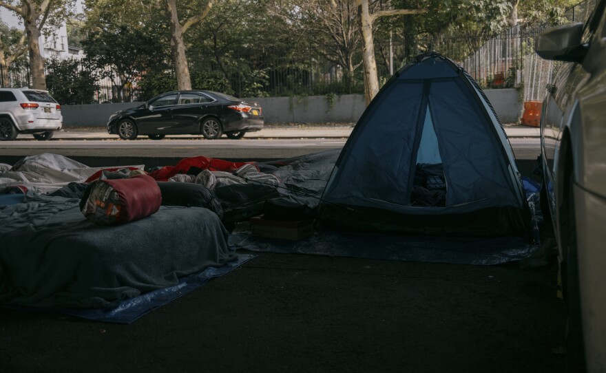 At least 20 asylum-seekers from Venezuela find shelter within tents.