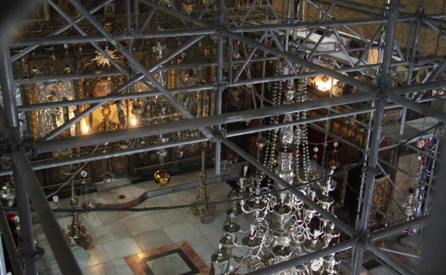 The interior of the Church of the Nativity is in the midst of a major renovation.