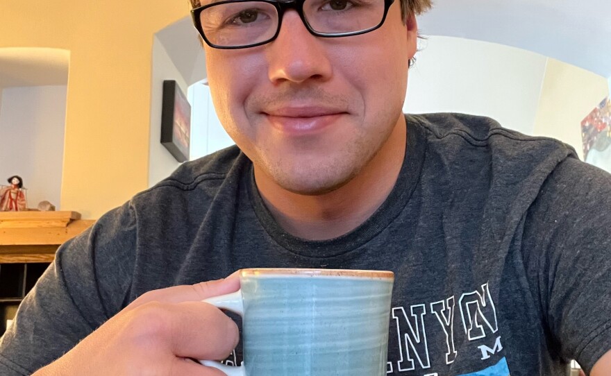 Luke Simmons, 29, starts every morning with a cup or two of black coffee, usually Folgers.