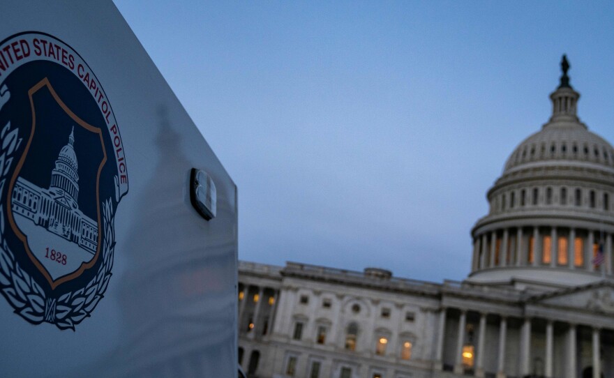 The U.S. Capitol Building is seen at sunrise as the remains of U.S. Capitol Police officer Brian Sicknick lays in honor in the Rotunda on Feb. 3.