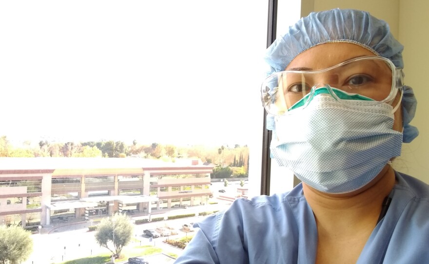 Nerissa Black works as a telemetry nurse at the Henry Mayo Newhall Hospital in Valencia, Calif. Since early December, she's been tasked with caring for six critically ill patients per shift instead of four.