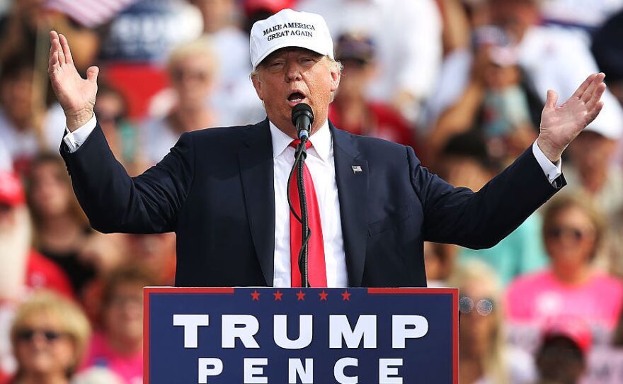 Republican presidential candidate Donald Trump speaks during a campaign rally Wednesday in Lakeland, Fla.