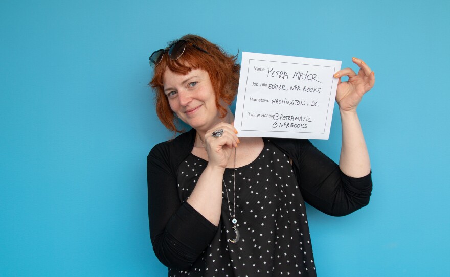 Petra Mayer, NPR books editor, at the network's headquarters in Washington, D.C., June 2018.