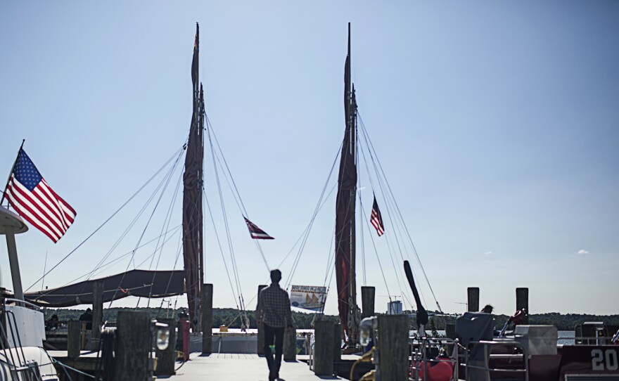 Hokule'a stops in Alexandria, Va., on the way up the Potomac River to Washington, D.C.