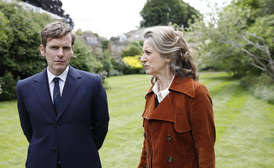 Shaun Evans as Endeavour Morse and Abigail Thaw as Dorothea Frazil