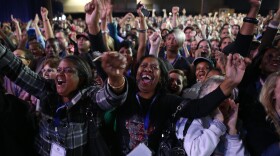 Supporters of U.S. President Barack Obama cheer during the Obama Election Night watch party at McCormick Place November 6, 2012 in Chicago, Illinois. 