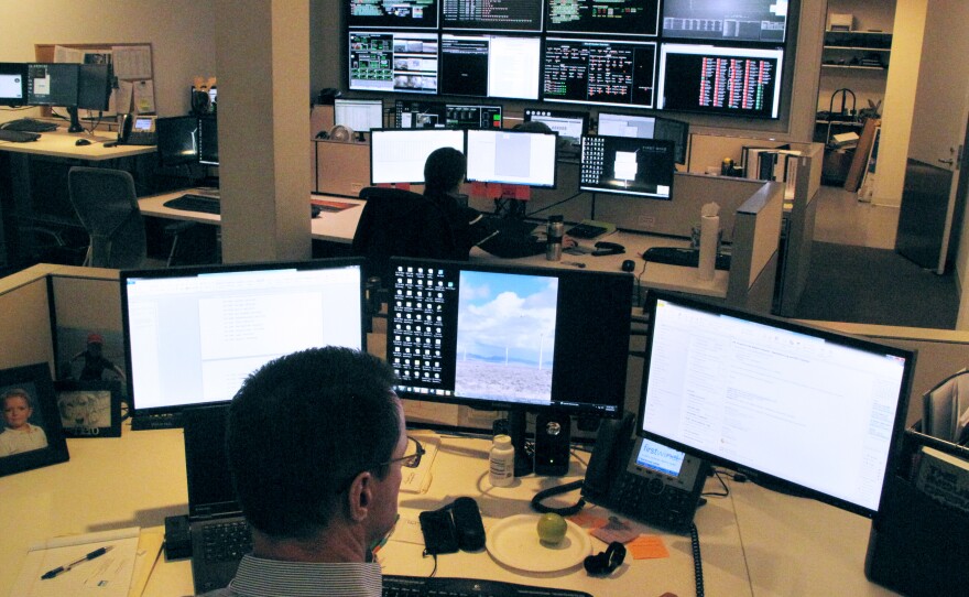 A SunEdison control center in Boston tracks the company's solar and wind farms around the country.