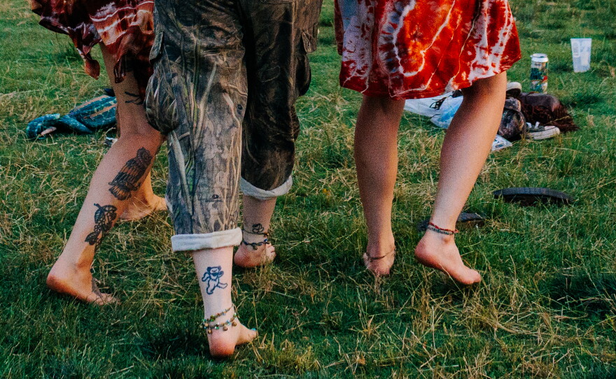 Attendees dance to Widespread Panic's performance during All Good Now festival at Merriweather Post Pavilion.