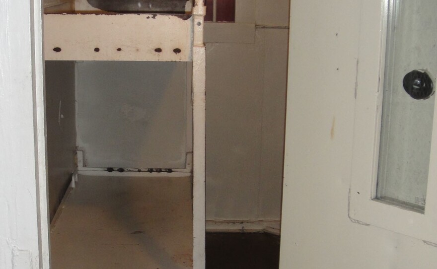 Interior of a double solitary cell in the Lewisburg federal penitentiary.