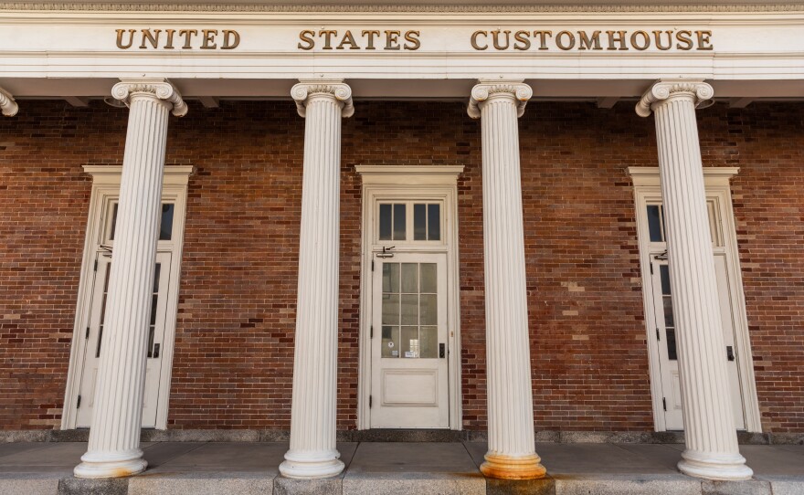 A scene at The United States Customs House and Court House.