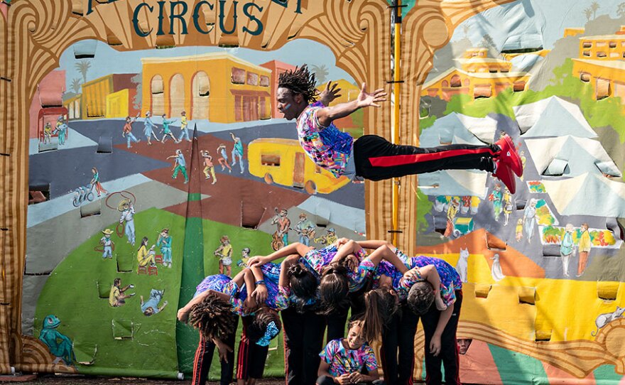 Fern Street Circus performers are shown in an undated photo.