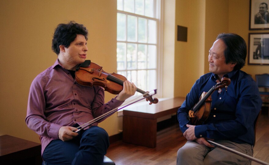 Violinist Augustin Hadelich and Scott Yoo.
