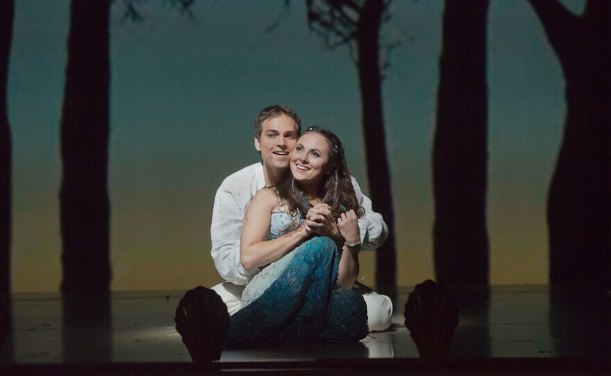Alek Shrader as Ferdinand and Isabel Leonard as Miranda in Thomas Adès' "The Tempest."