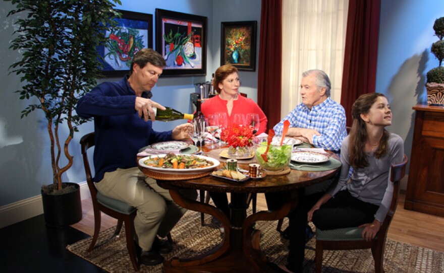 Jacques Pépin and his family on the set of HEART & SOUL.