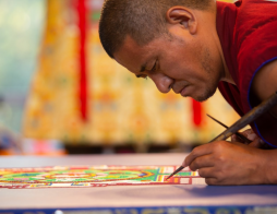 creation of sand mandala larger.